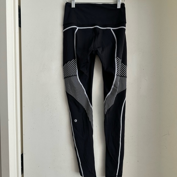 Lululemon Black Leggings with White Stitching - Picture 3 of 8